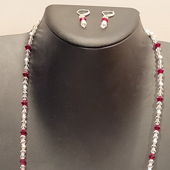 Crystal and Sterling Silver Necklace and Earrings Set - Picture 1 of 9
